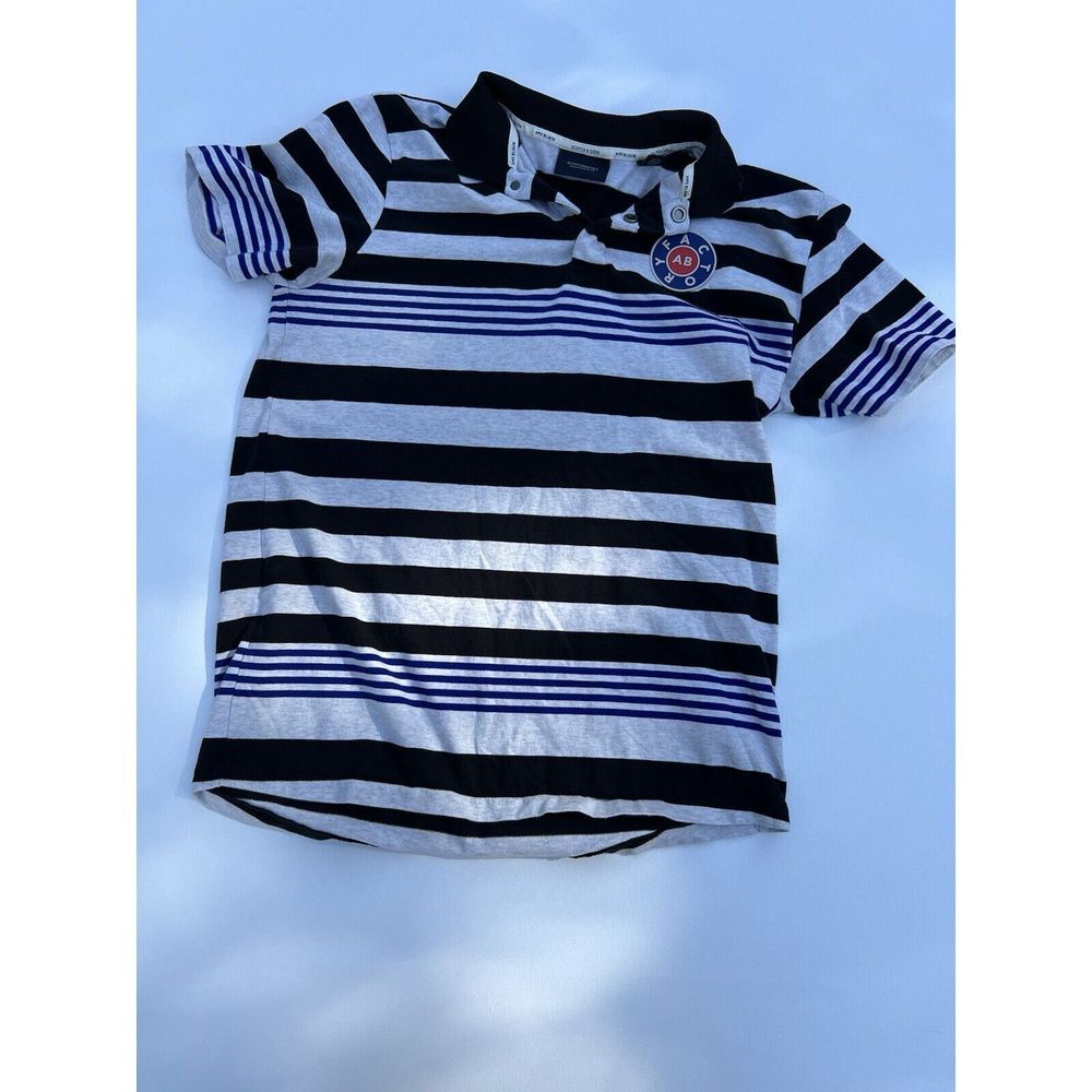 Scotch & Soda Black and Gray Striped Polo Shirt